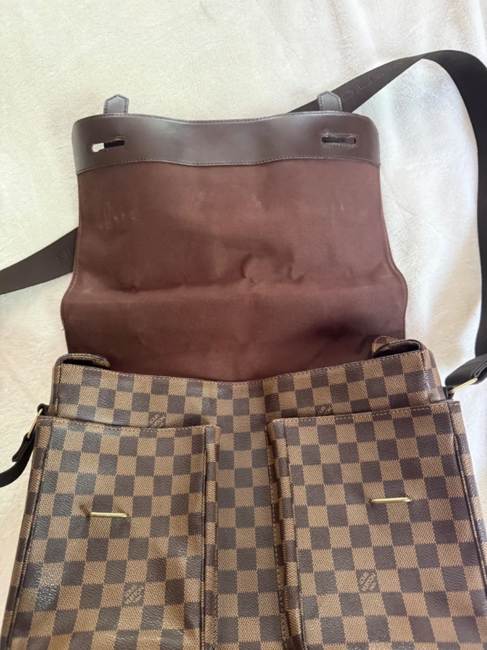 LV Louis Vuitton cross body messenger bag vintage briefcase damier ebene